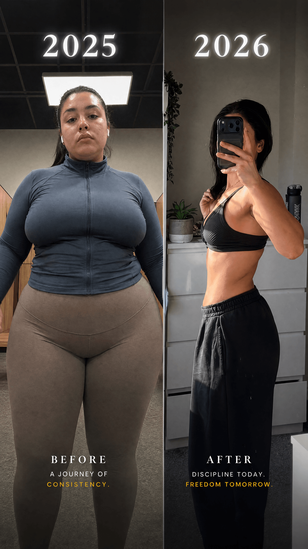 Before and after body transformation